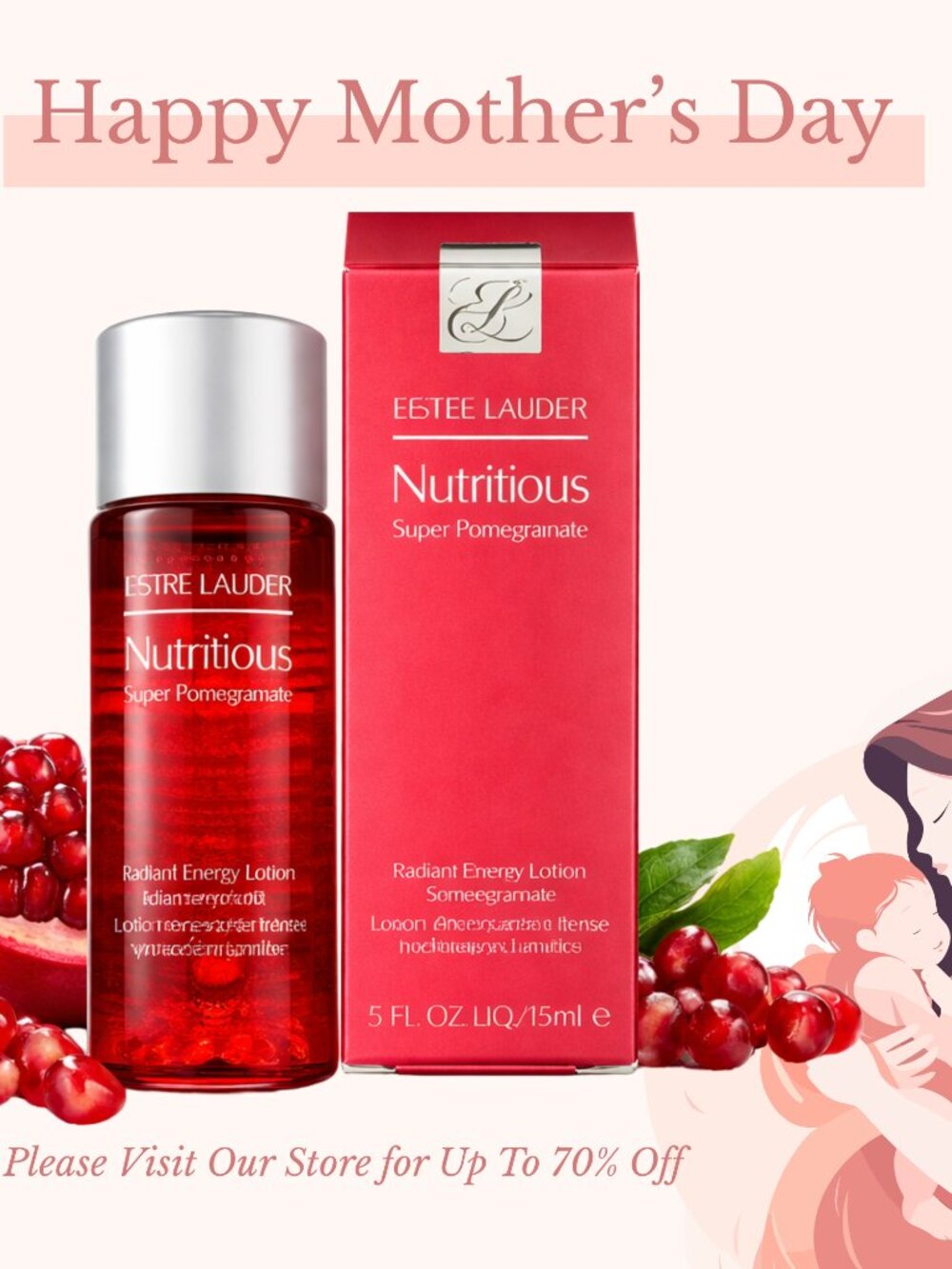 Estee Lauder Nutritious Super-pomegranate Radiant Energy Lotion 0.5 Oz / 15 Ml